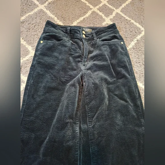 Judy Blue Corduroy Pants Women Sz 5/27 Wide Leg High Rise Emerald Green Stretch - Picture 3 of 12